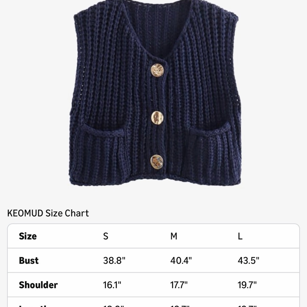 Navy Knit Vest with Buttons